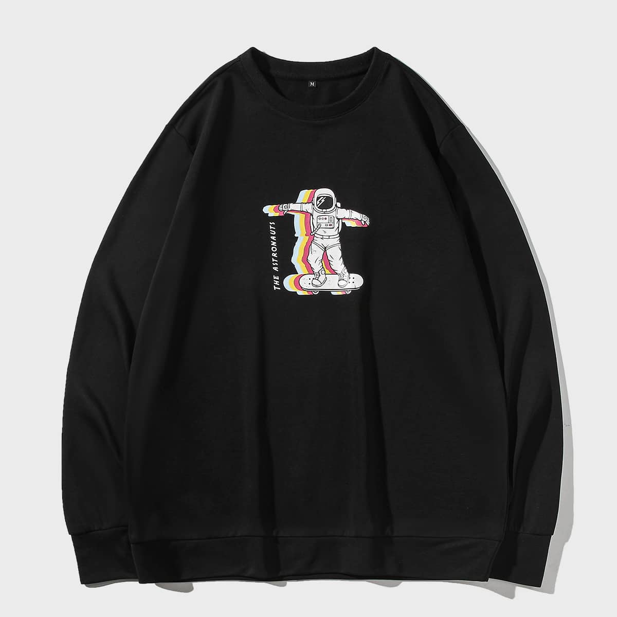 

Guys Astronauts And Letter Graphic Sweatshirt, Black