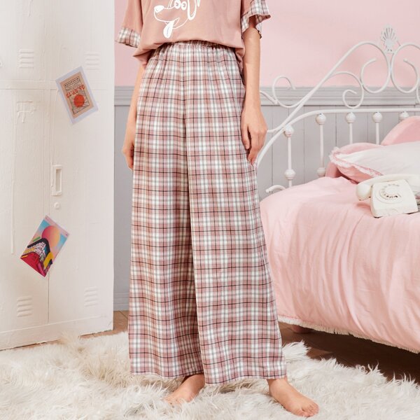 

Elastic Waist Plaid Sleep Pants, Multicolor