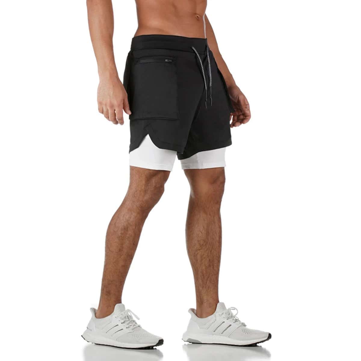 

Guys 2 In 1 Aesthetic Shorts With Phone Pocket, Black