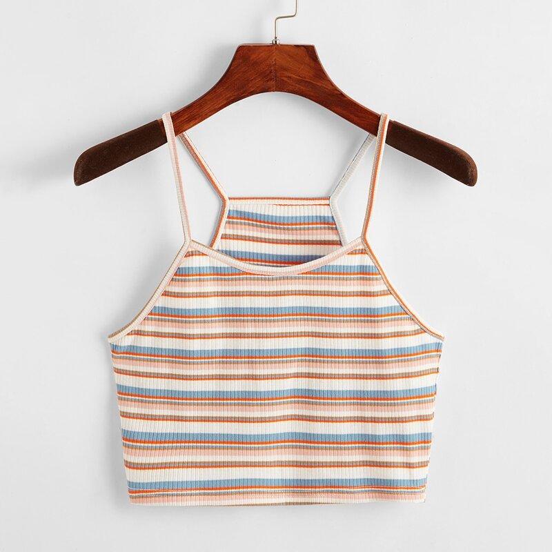 

Striped Print Crop Cami, Multicolor