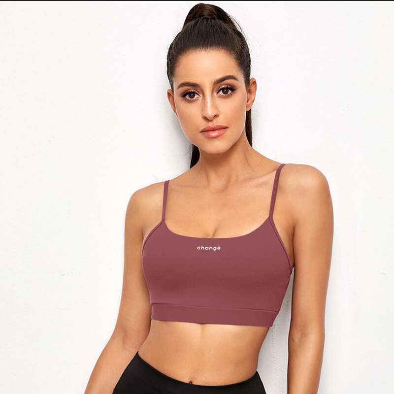 

Letter Graphic Criss Cross Back Sports Bras, Redwood