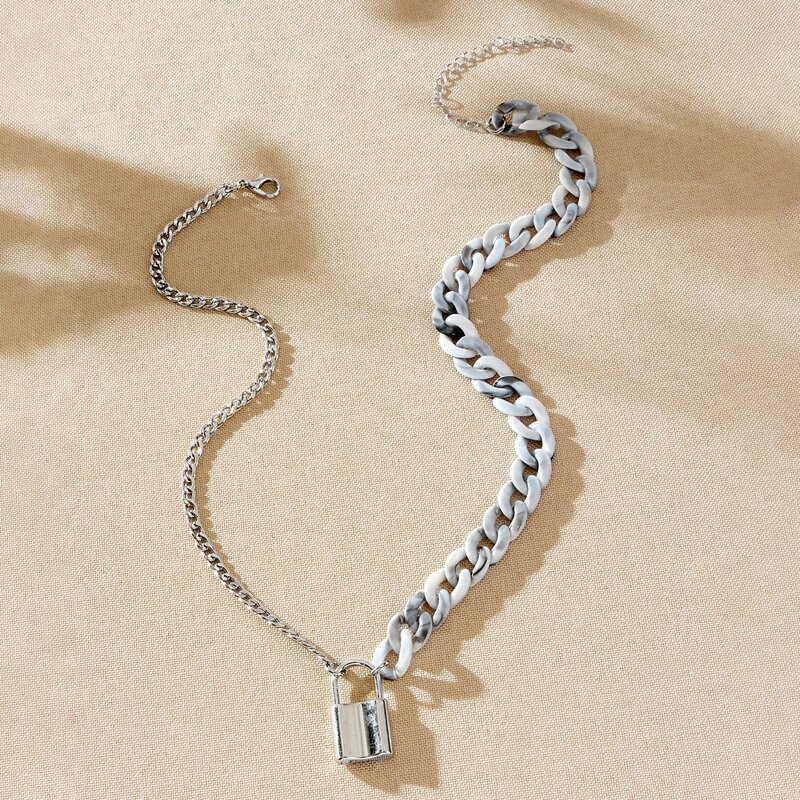 

Lock Chunky Chain Necklace, Multicolor