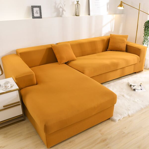 

Solid Stretchy Sofa Cover Without Cushion, Yellow