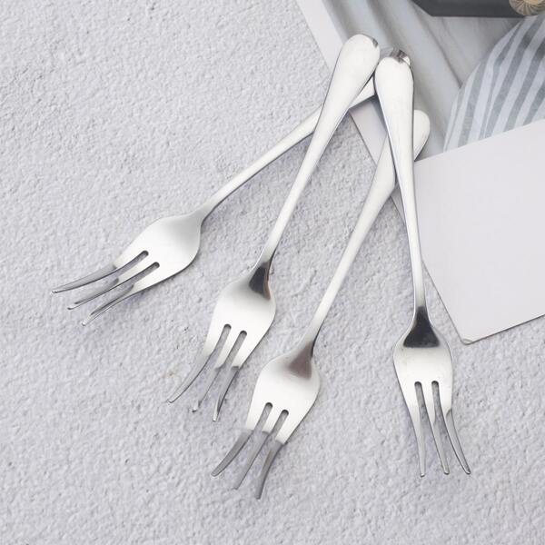 

4pcs Stainless Steel Fork, Silver