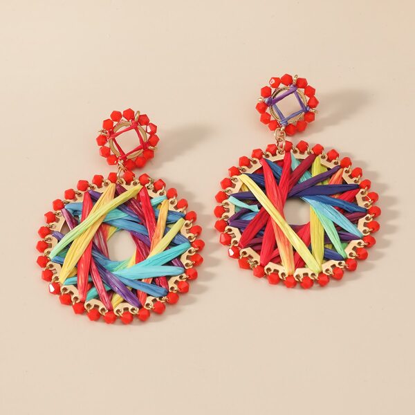 

Hollow Out Round Drop Earrings, Multicolor