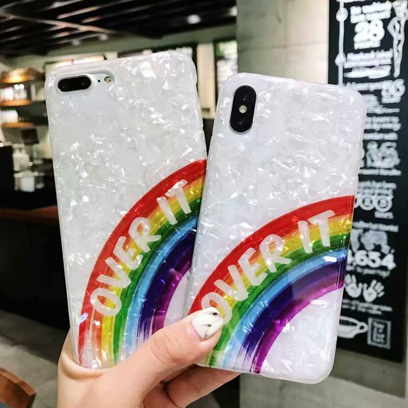 

Glitter Rainbow iPhone Case, White