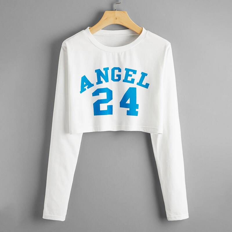 

Letter Graphic Crop Tee, White