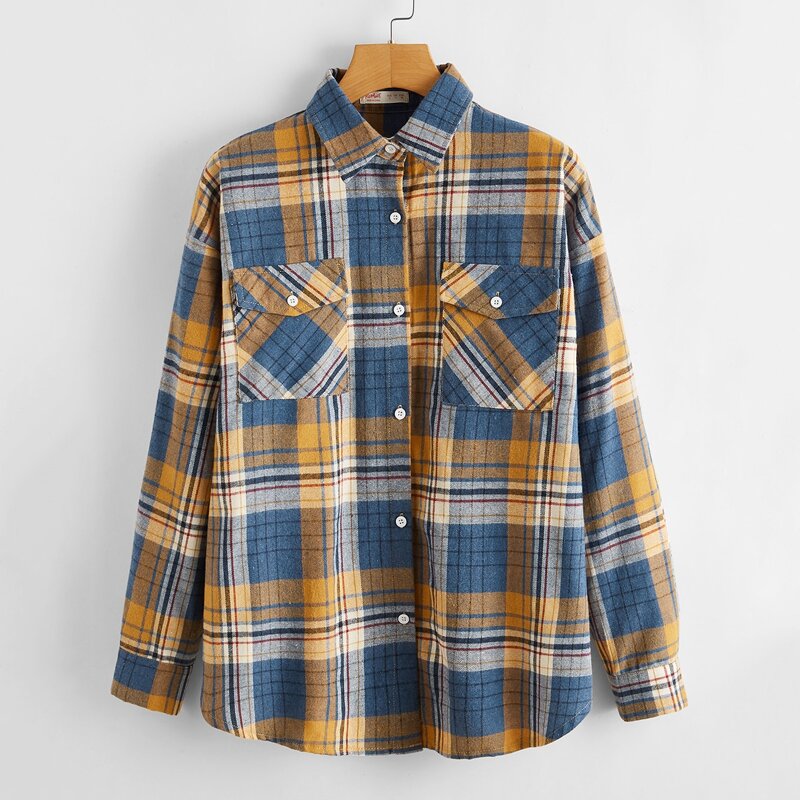 

Pocket Front Plaid Blouse, Multicolor