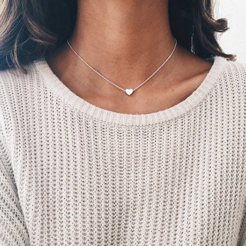 

Heart Decor Chain Necklace, Silver