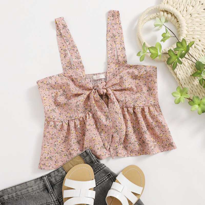 

Ditsy Floral Knot Peplum Tank, Multicolor