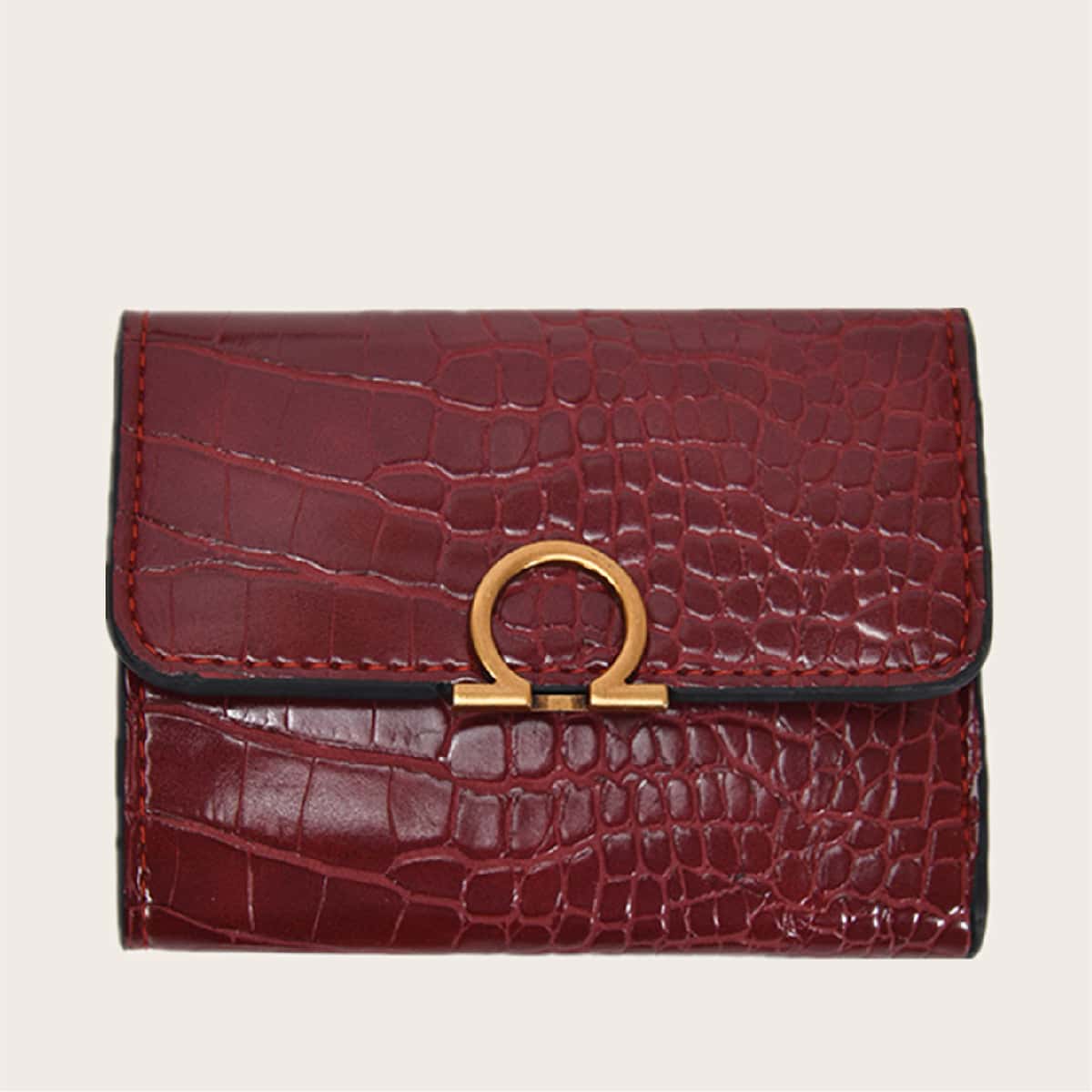 

Crocodile Metal Decor Purse, Red