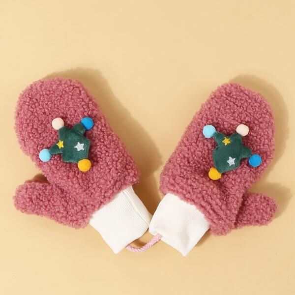 

Girls Christmas Tree Decor Fluffy Gloves, Purple