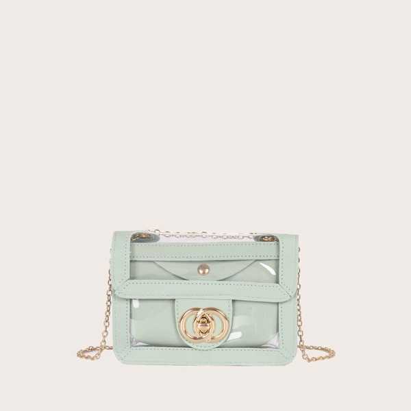 

Girls Chain Flap Crossbody Bag With Inner Pouch, Green