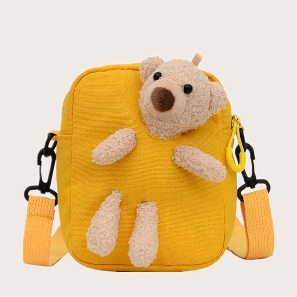 

Girls Bear Decor Crossbody Bag, Yellow