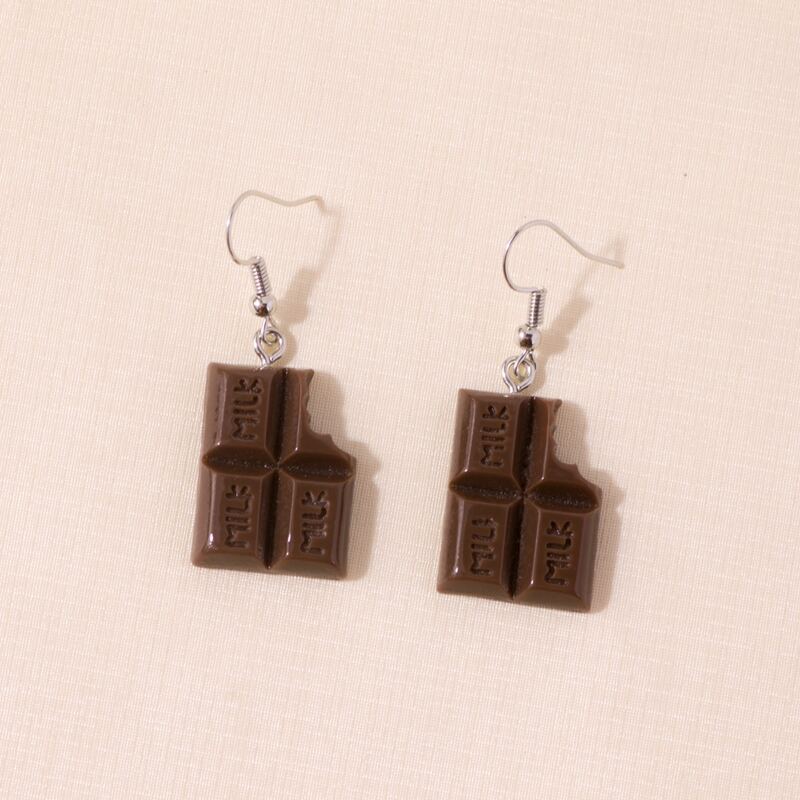 

Chocolate Design Drop Earrings, Coffee brown