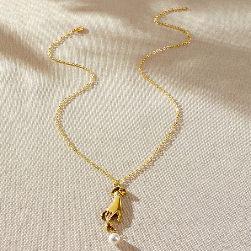 

Hand Pendant Necklace, Gold