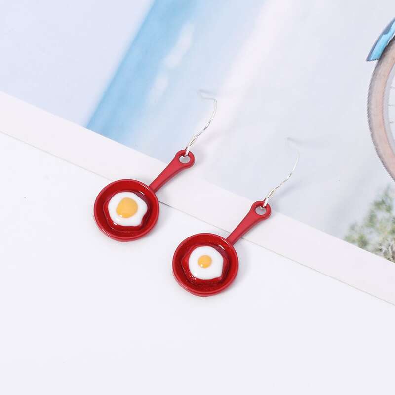 

Fried Egg Design Earrings, Multicolor