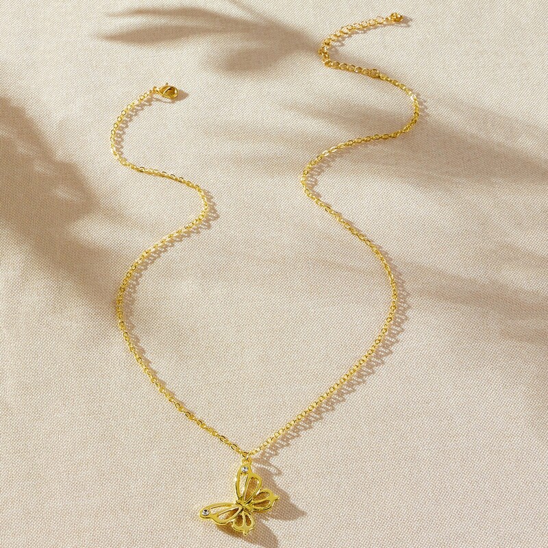 

Butterfly Pendant Necklace, Gold