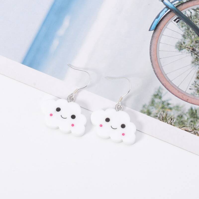 

Cloud Shaped Drop Earrings, White