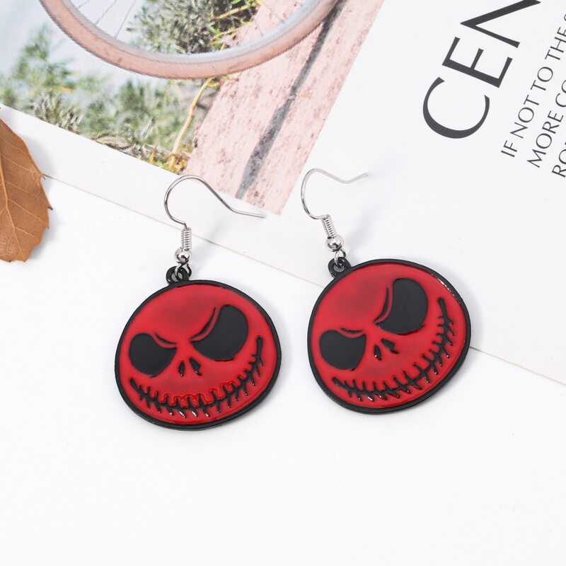 

Skull Decor Drop Earrings, Red