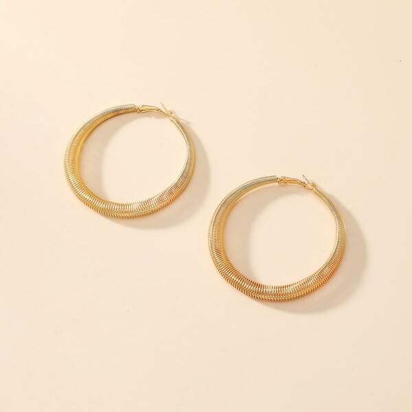 

Metal Spring Hoop Earrings, Gold