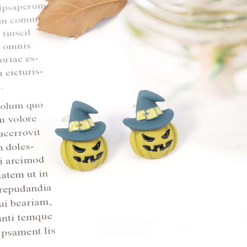 

Pumpkin Shaped Stud Earrings, Multicolor