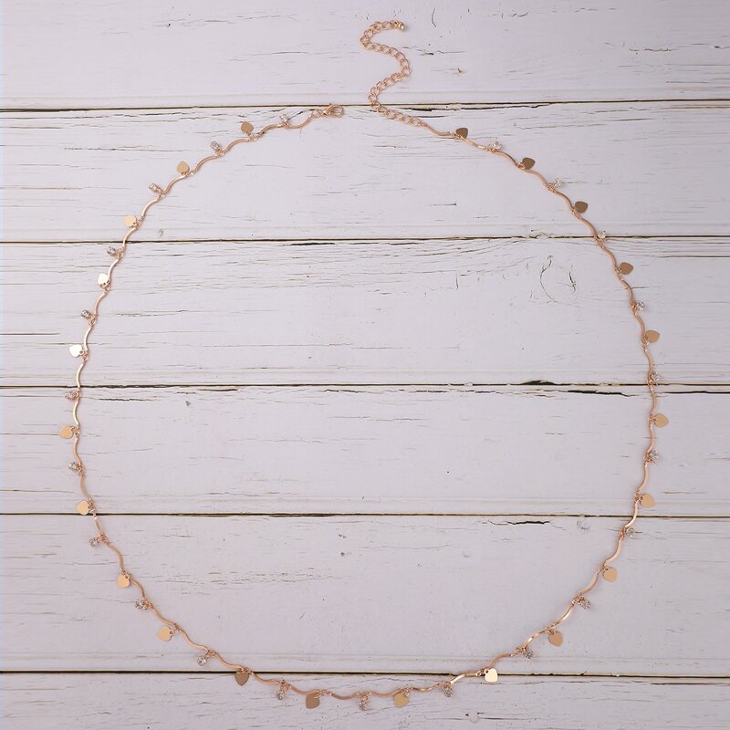 

Rhinestone & Heart Waist Chain, Gold