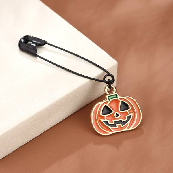 

Men Halloween Pumpkin Design Brooch, Multicolor