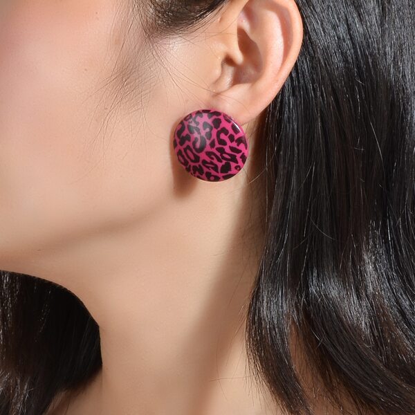 

Leopard Pattern Round Stud Earrings, Multicolor
