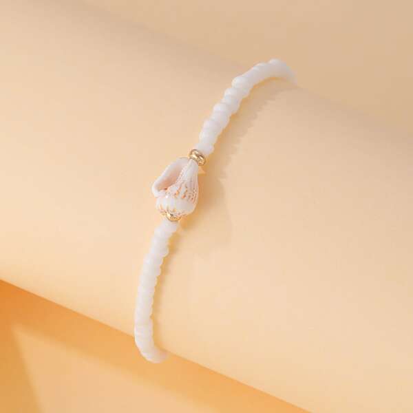 

Conch Decor Beaded Bracelet, White