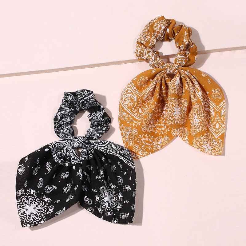 

2pcs Paisley Scrunchie Scarf, Multicolor