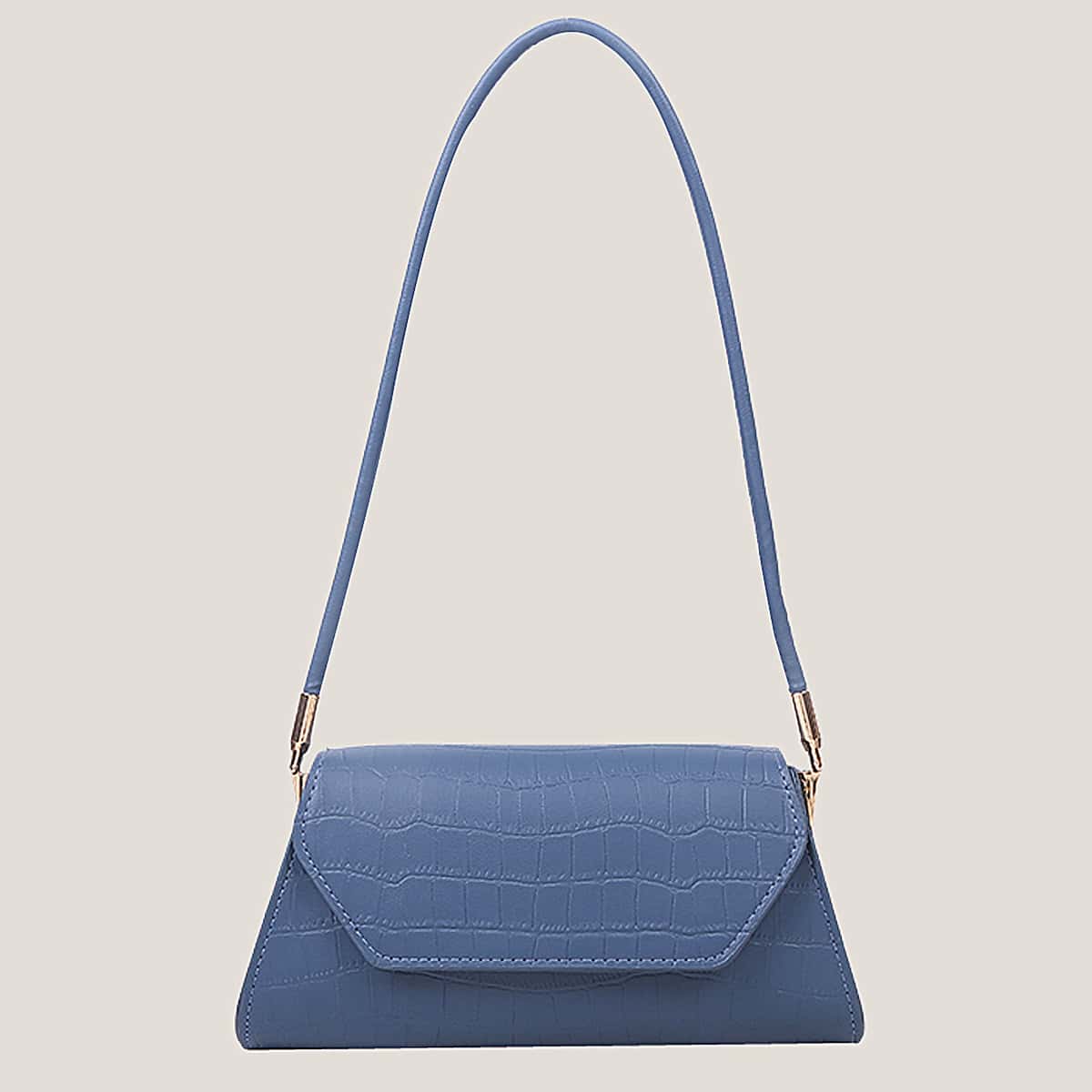 

Croc Embossed Baguette Bag, Blue