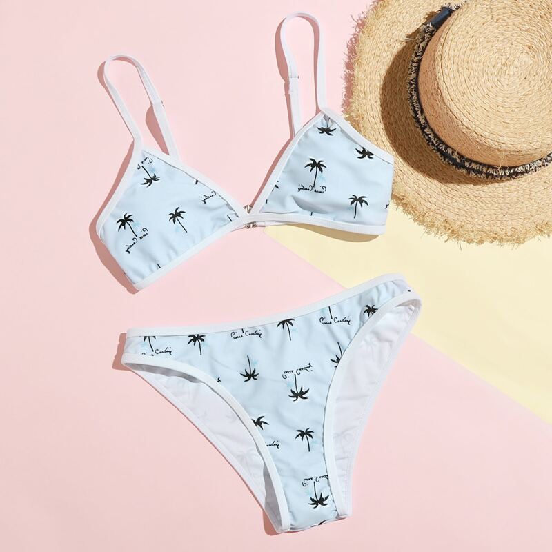 

Tropical Cami Bikini Swimsuit, Baby blue