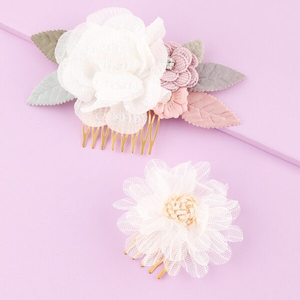 

2pcs Toddler Girls Flower Decor Hair Pin, Multicolor
