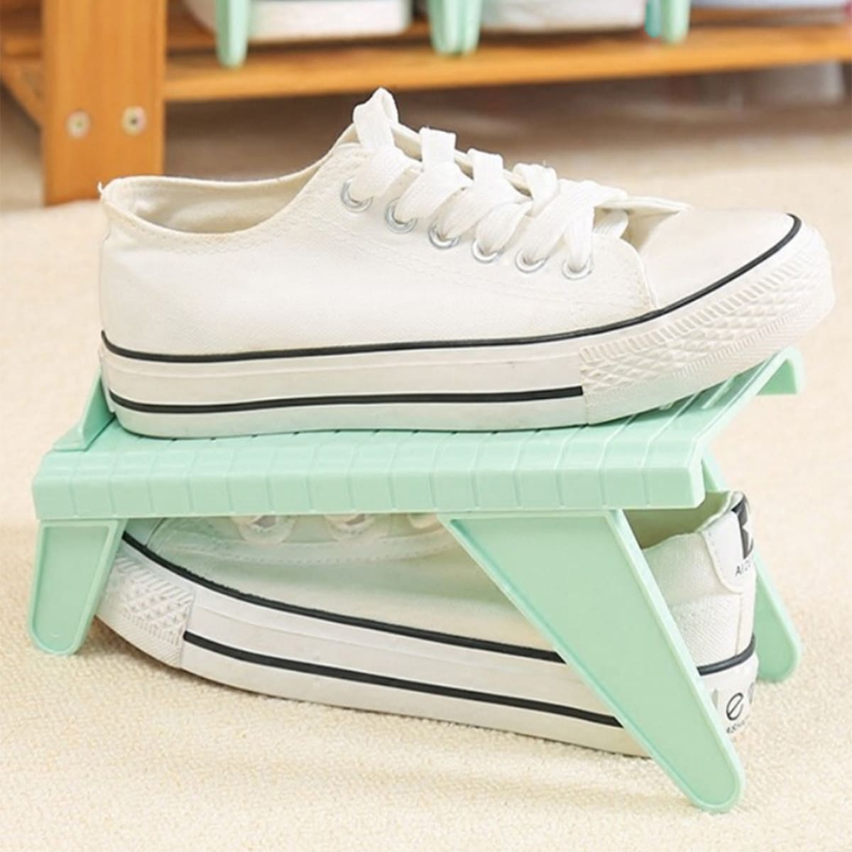 

1pc Adjustable Shoes Rack, Mint green