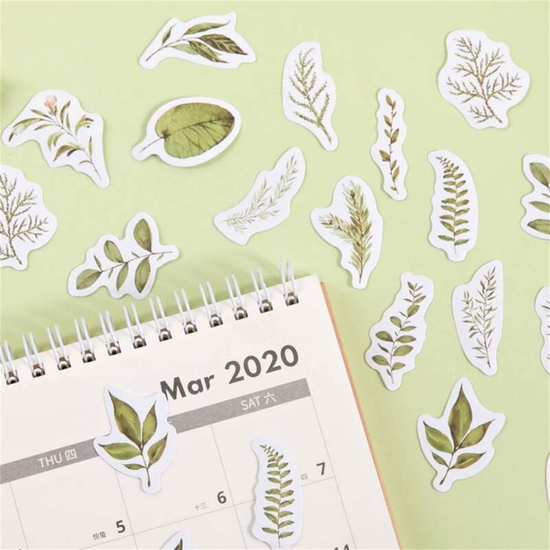 

46pcs Leaf Shaped Sticker, Multicolor