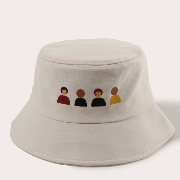 

Girls Cartoon Graphic Bucket Hat, Beige