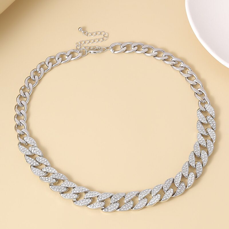 

Rhinestone Chain Necklace, Silver