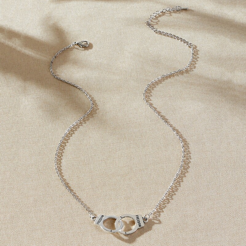 

Handcuffs Pendant Necklace, Silver