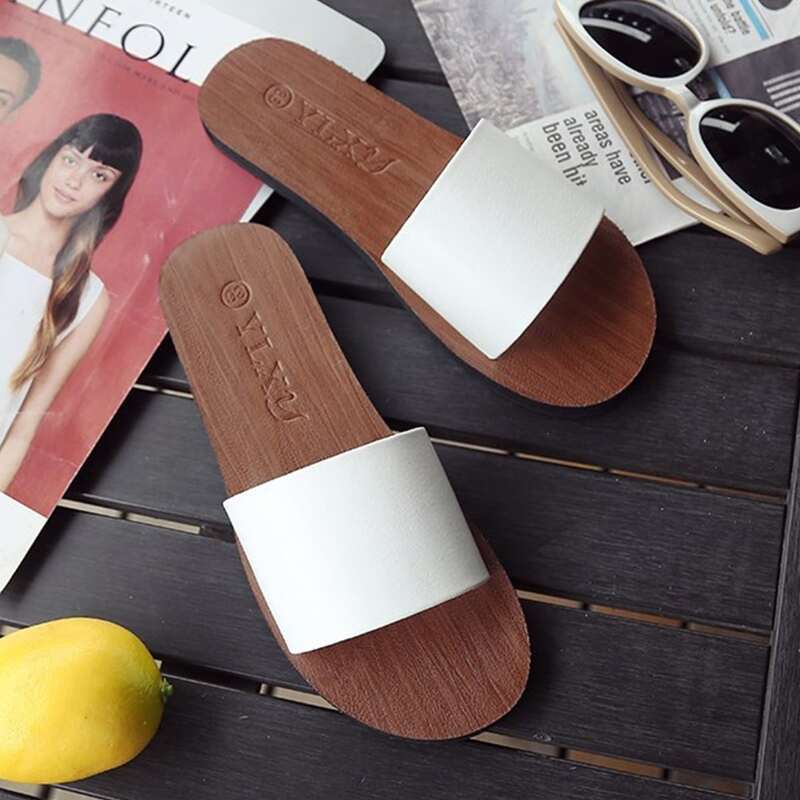 

Plain Open Toe Sliders, White