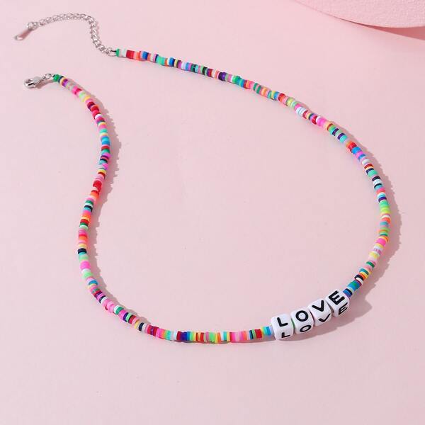 

Toddler Girls Letter Beaded Necklace, Multicolor