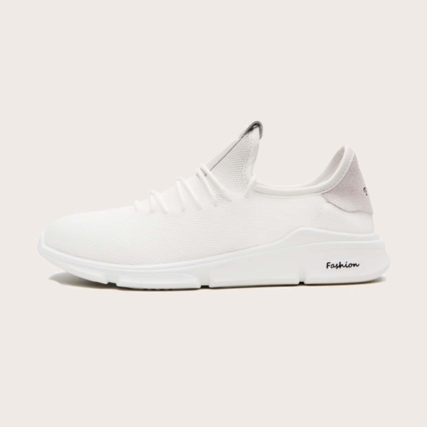 

Men Lace-up Decor Wide Fit Sneakers, White