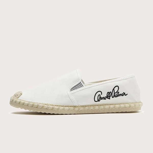 

Men Letter Embroidery Flat Loafers, White