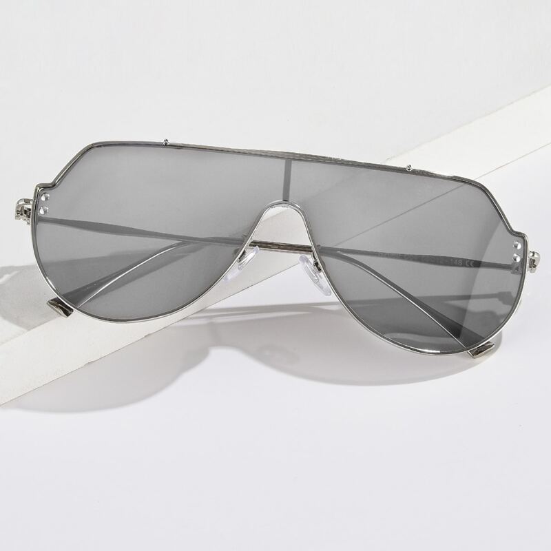 

Guys Flat Top Shield Sunglasses, Silver