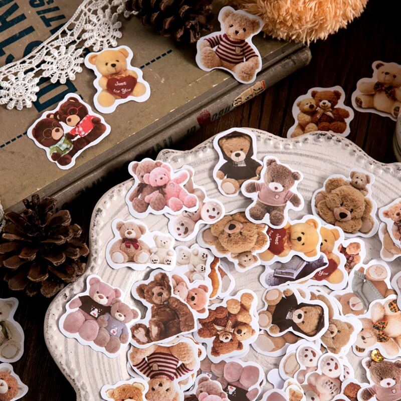

46pcs Bear Print Sticker, Multicolor