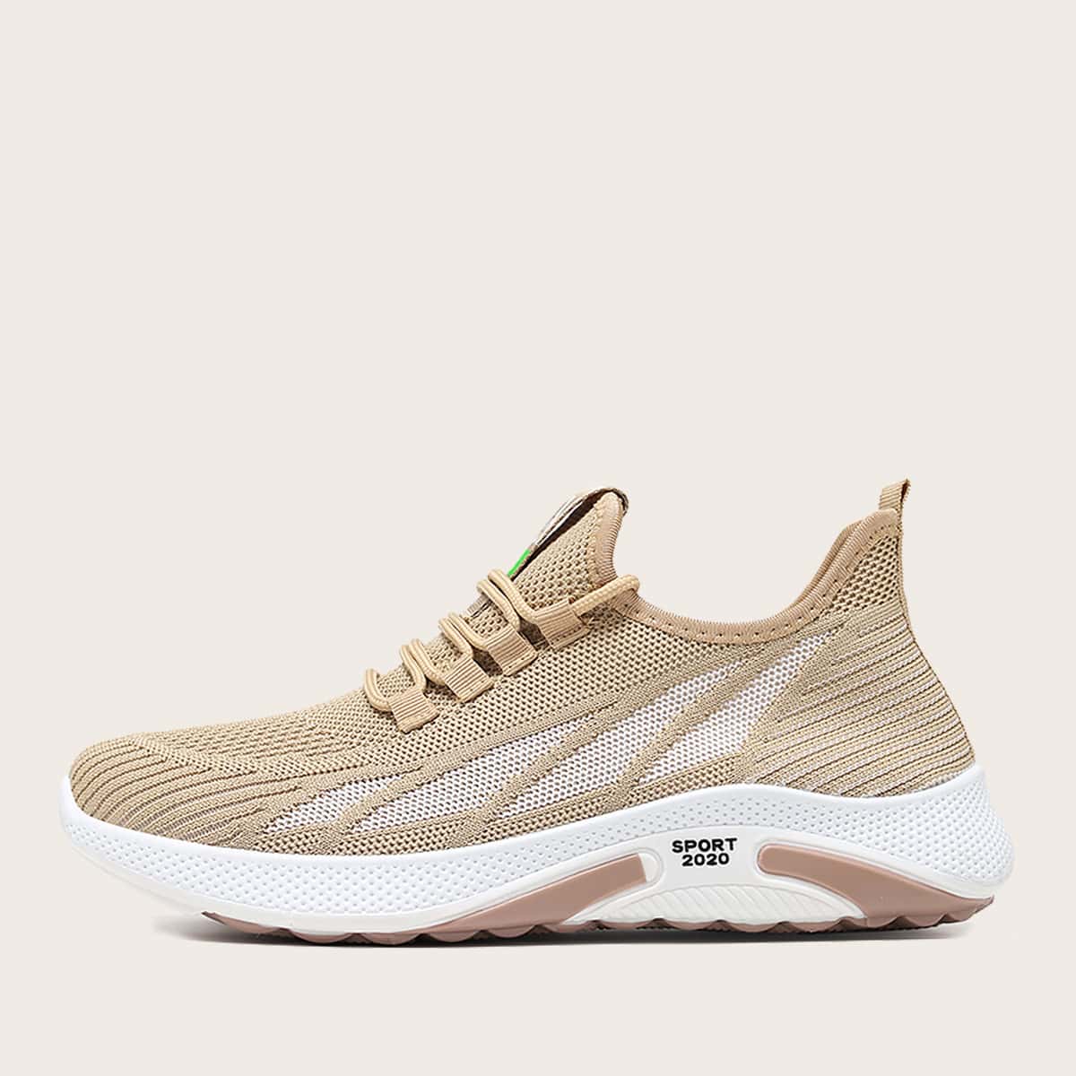 

Guys Lace Up Decor Wide Fit Knit Sneakers, Khaki