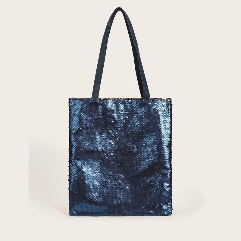 

Sequin Tote Bag, Navy blue