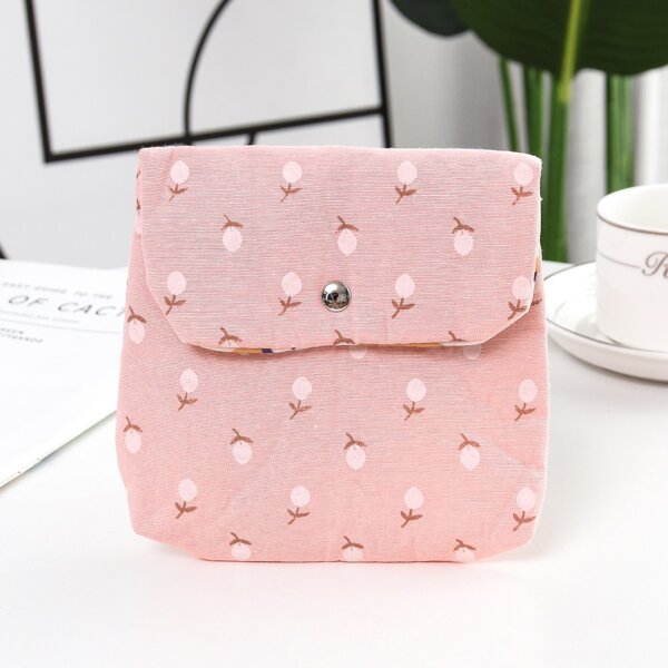 

Flower Print Sanitary Napkin Storage Bag, Pink