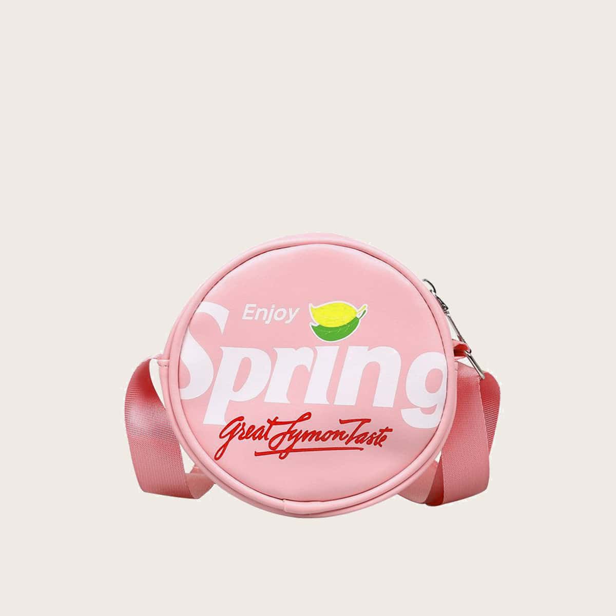 

Letter Round Box Bag, Pastel baby pink