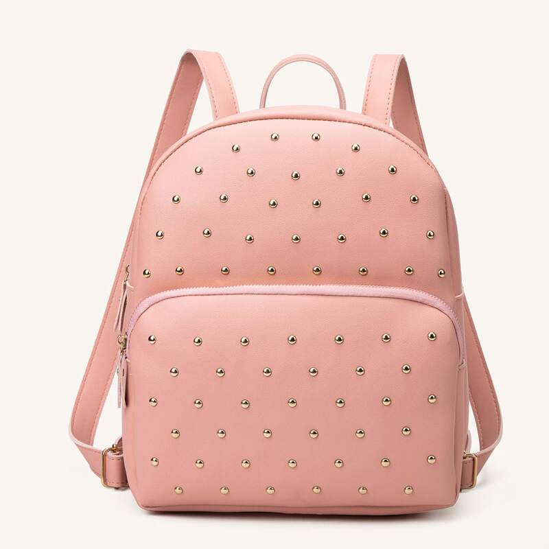 

Allover Studded Decor Backpack, Pink